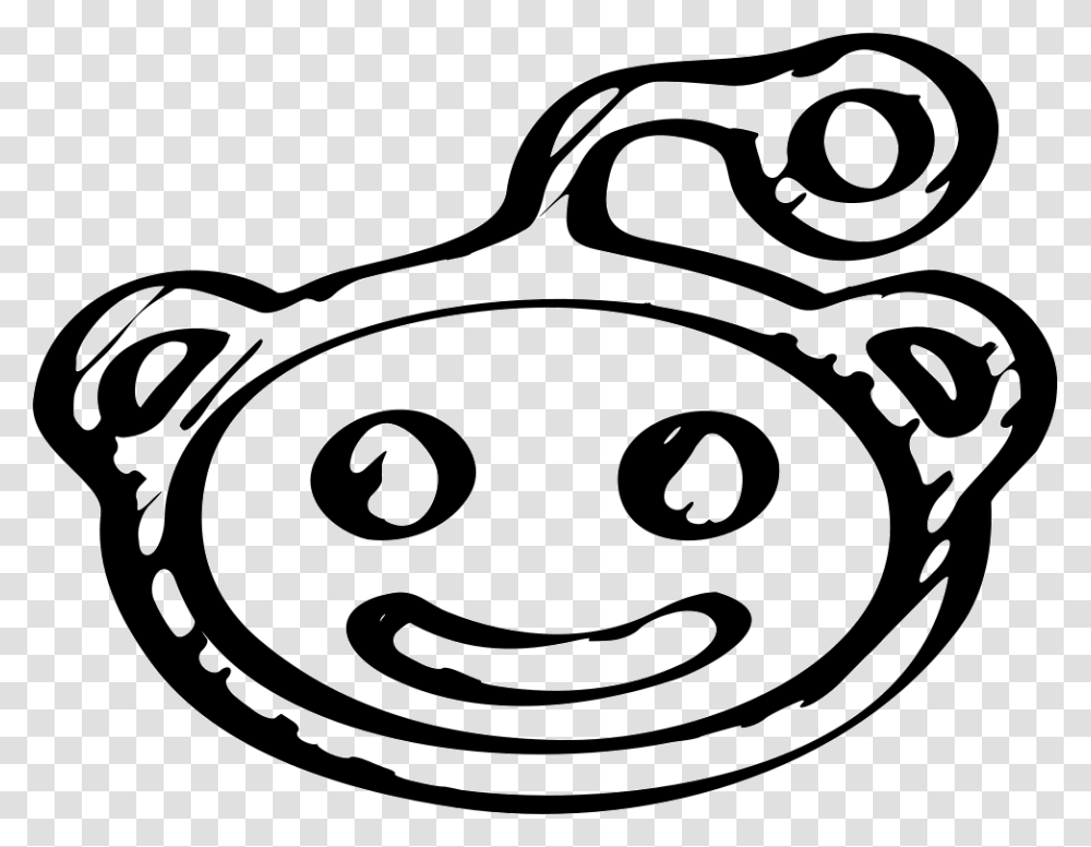 Reddit Logo Sketch Smiley, Stencil, Buckle, Camera Transparent Png