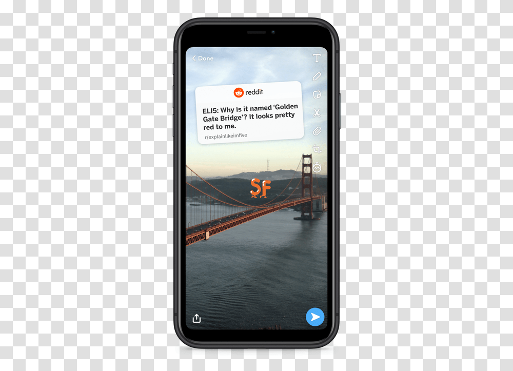 Reddit Now Lets Ios Users Share To Golden Gate Bridge, Mobile Phone, Electronics, Cell Phone, Building Transparent Png
