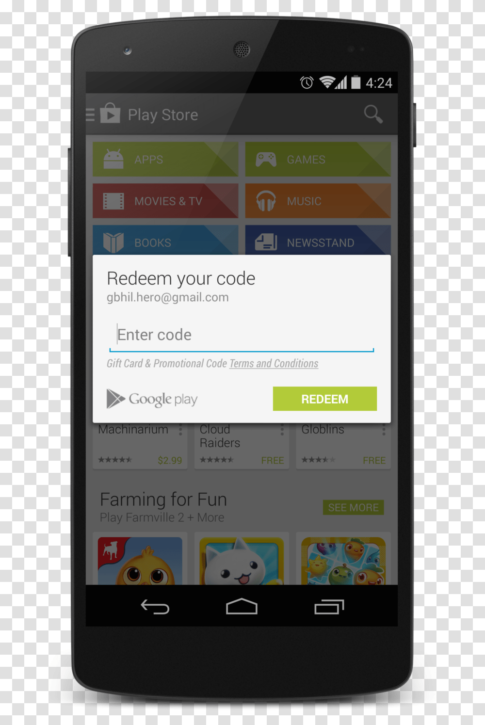 Redeem A Card Google Play Card For Android, Mobile Phone, Electronics, Cell Phone Transparent Png