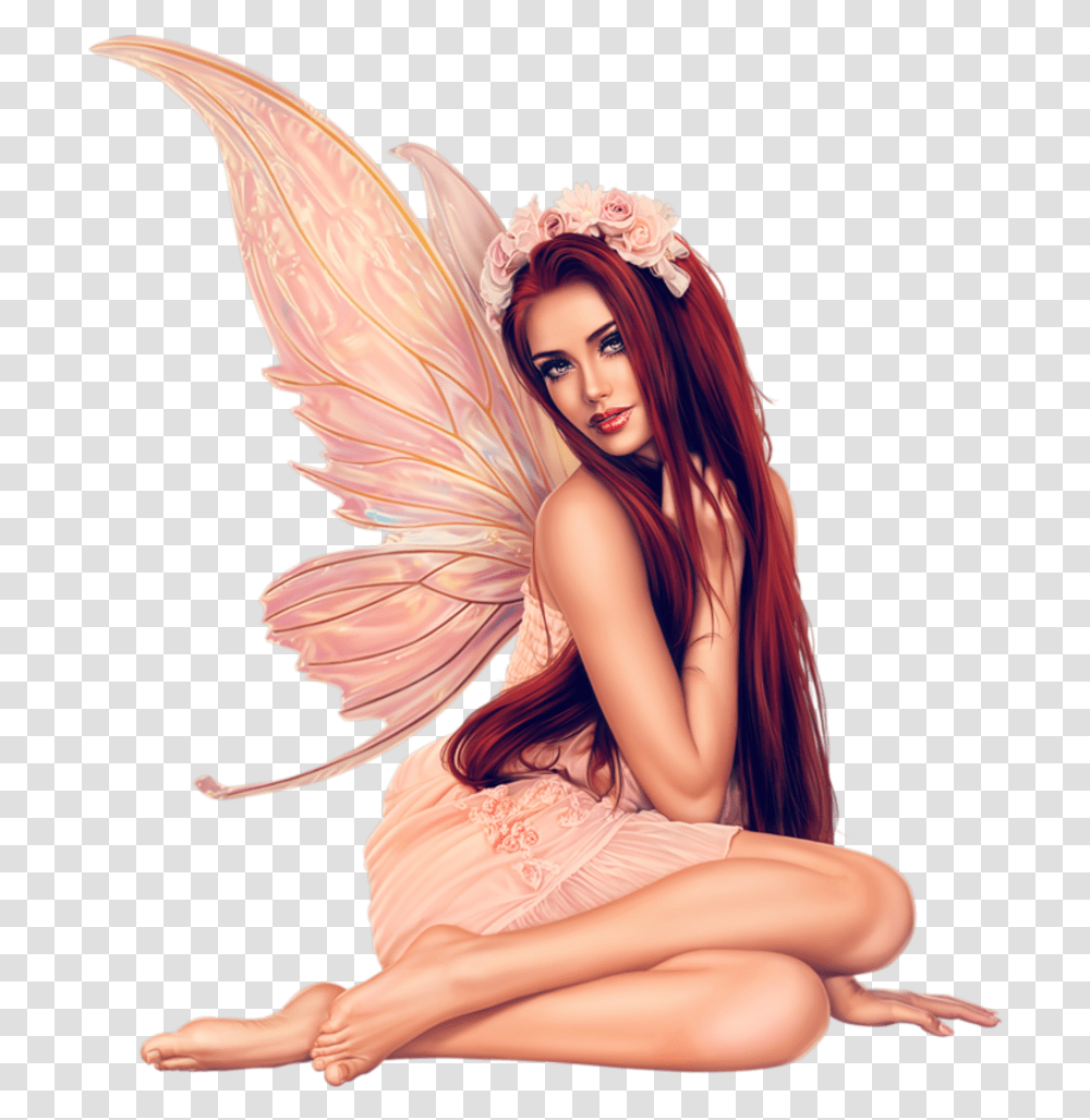 Redhead Girl Clipart Magical Butterflys Animated Gifs, Person, Human, Angel, Archangel Transparent Png