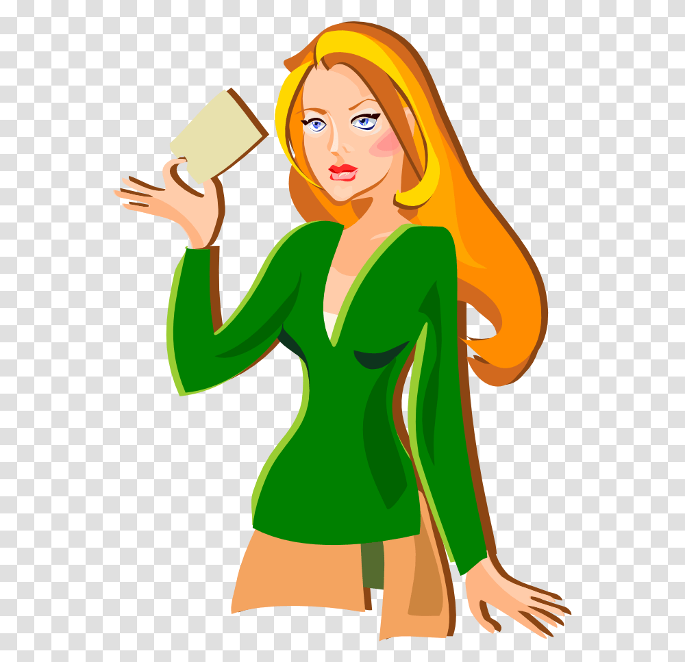 Redhead Holding A Card Girl Holding A Bell Clipart, Sleeve, Apparel, Costume Transparent Png