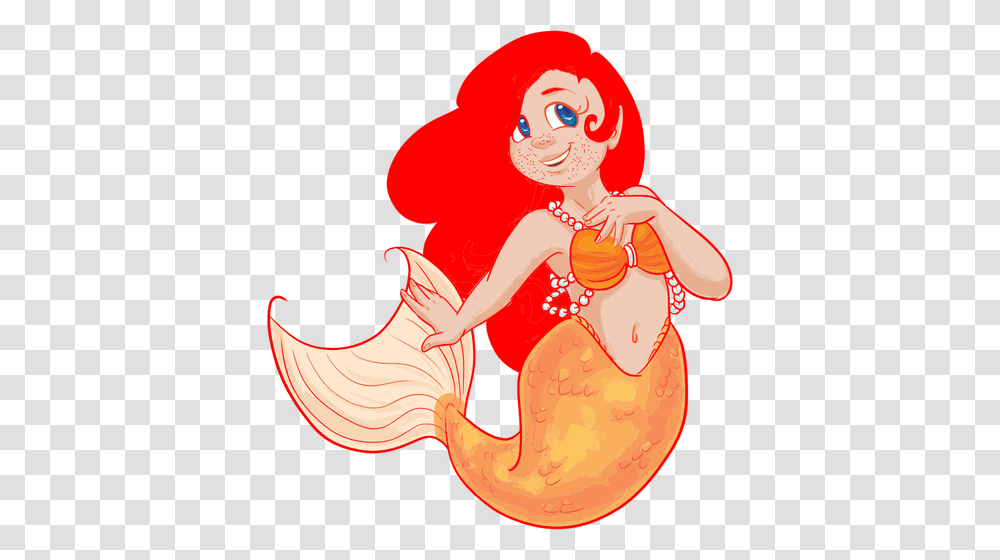 Redhead Mermaid Cartoon Mermaid Red Head, Cupid, Person, Human, Face Transparent Png