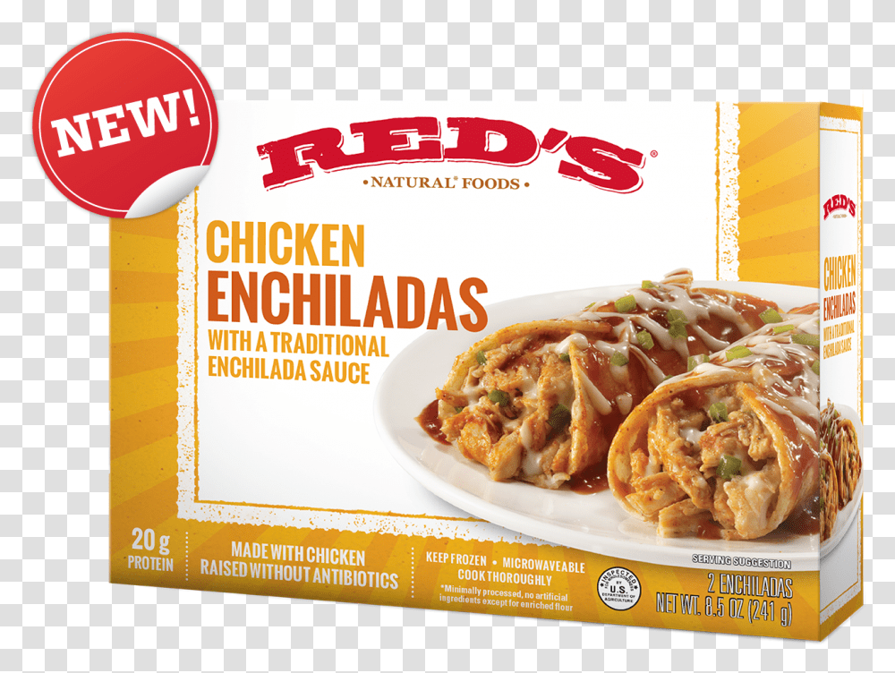 Reds Chicken Cheddar Enchiladas, Food, Pasta, Advertisement, Burrito Transparent Png