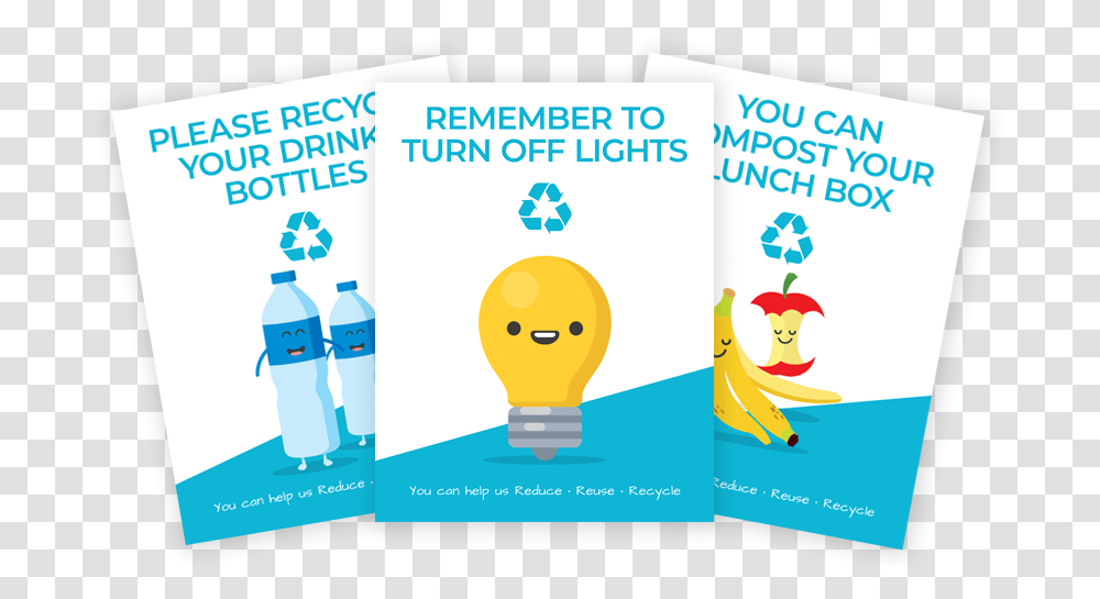 Reduce Reuse Recycle Cartoon, Light, Advertisement, Lightbulb, Poster Transparent Png