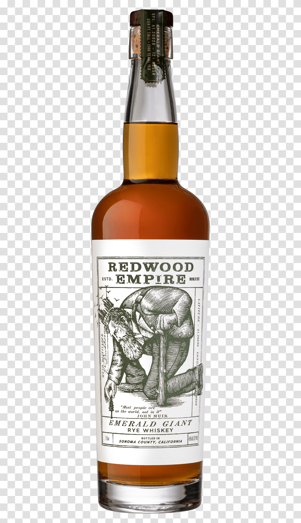Redwood Empire Emerald Giant Rye Whiskey Redwood Empire Emerald Giant, Liquor, Alcohol, Beverage, Drink Transparent Png
