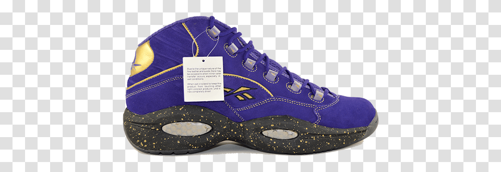 Reebok Question Crown Royal Basketball Shoe, Footwear, Clothing, Apparel, Running Shoe Transparent Png