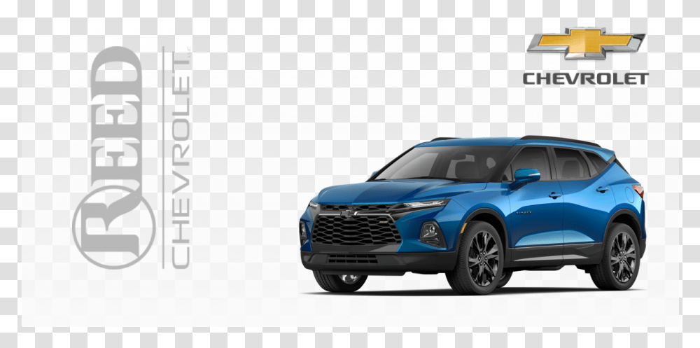 Reed Chevrolet Logo With A Chevrolet Blue Suv And Chevrolet Chevy Blazer, Car, Vehicle, Transportation, Automobile Transparent Png