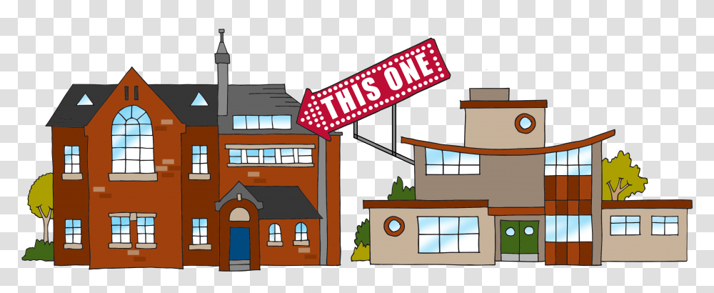 Refer A School Cartoon, Building, Urban, Housing, Architecture Transparent Png