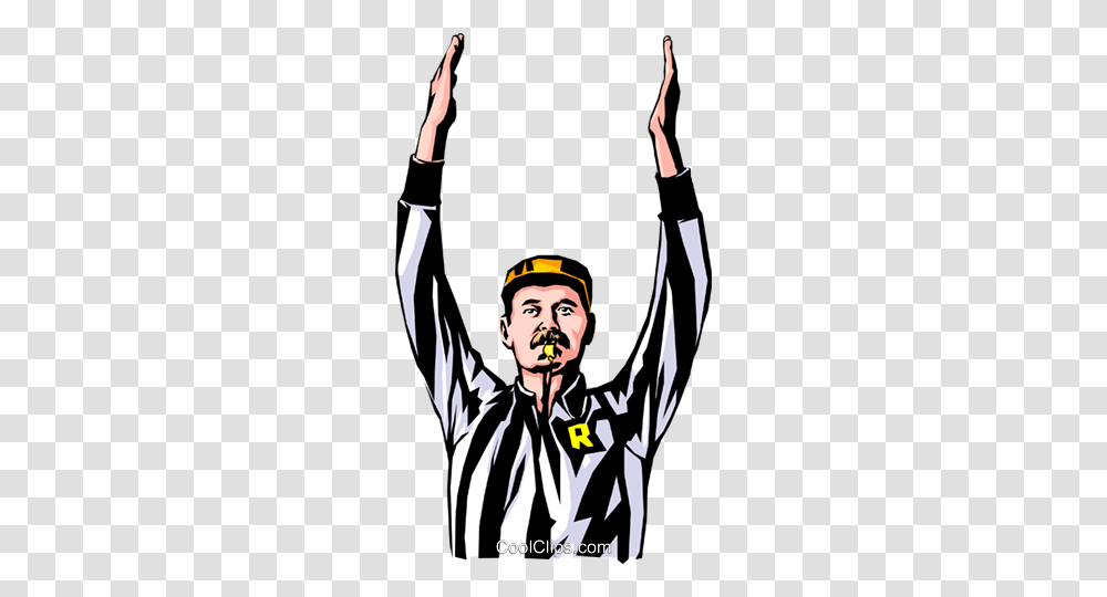 Referee Awarding Touchdown Royalty Free Vector Clip Art, Person, Military Uniform, Officer, Hand Transparent Png