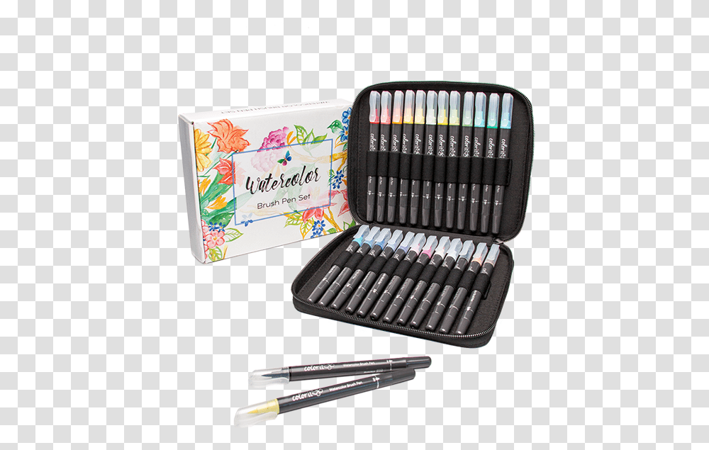 Refillable Watercolor Brush Pens, Pencil Box, Tool Transparent Png