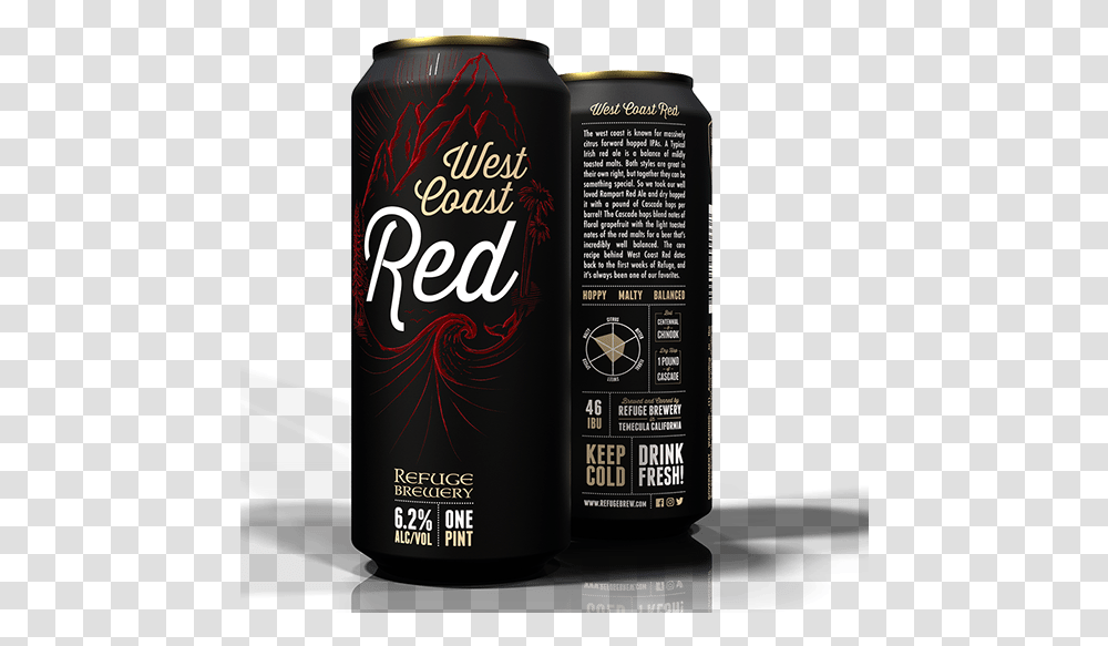 Refuge Brewing Co West Coast Red Ipa Coca Cola, Tin, Can, Beer, Alcohol Transparent Png
