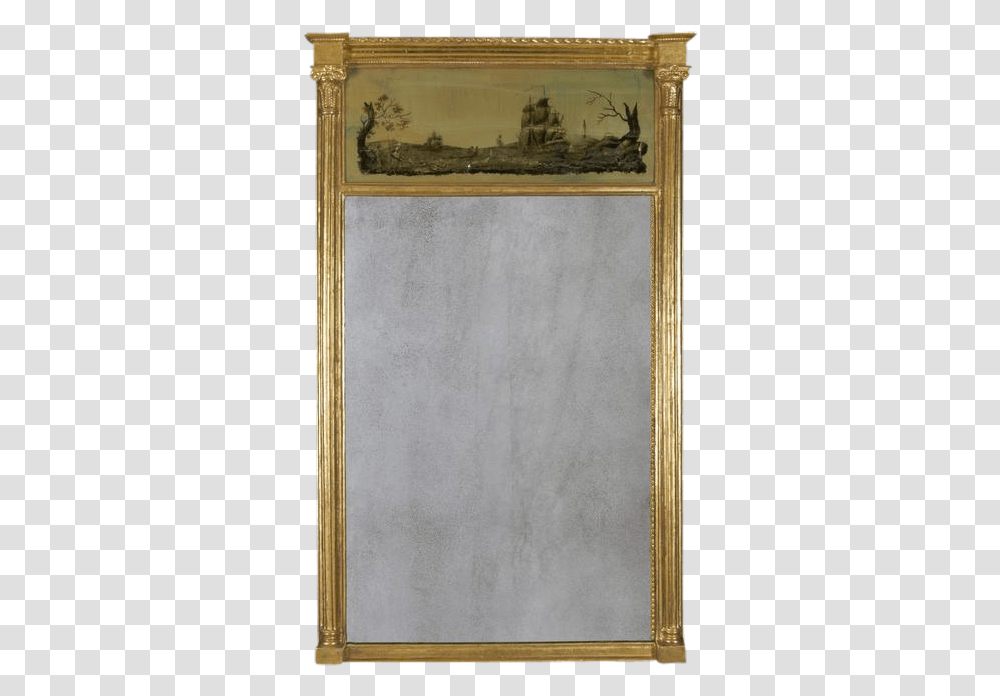 Regency Gilt Wood Mirror With Eglomise PanelClass Antique, Rug, Plaque, Cabinet Transparent Png