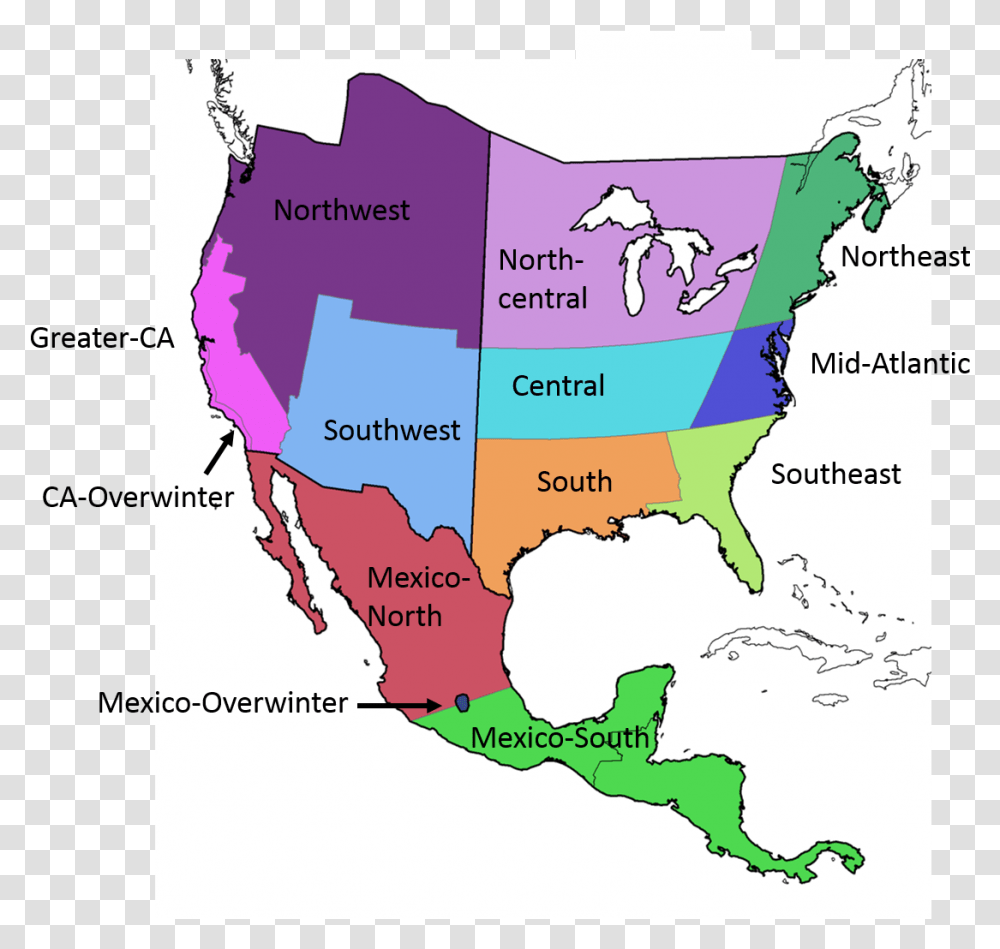 Regions Of Mexico Map Com In North America Vector, Plot, Diagram, Atlas, Rainforest Transparent Png
