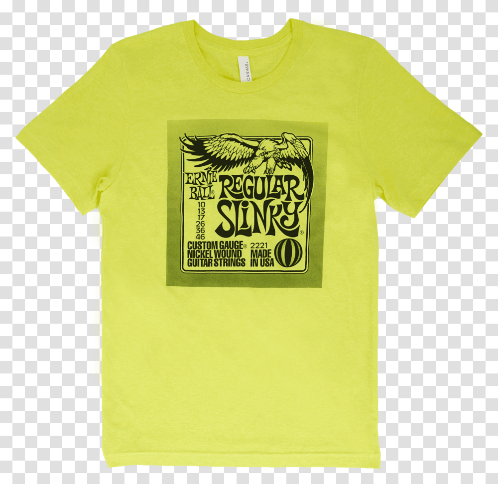 Regular Pack T Shirt Yellow Small Front Ernie Ball Strings, Apparel, T-Shirt Transparent Png