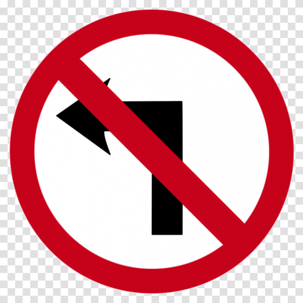 Regulatory Traffic Signs Ireland Road Signs Ireland No Left Turn, Symbol, Stopsign Transparent Png