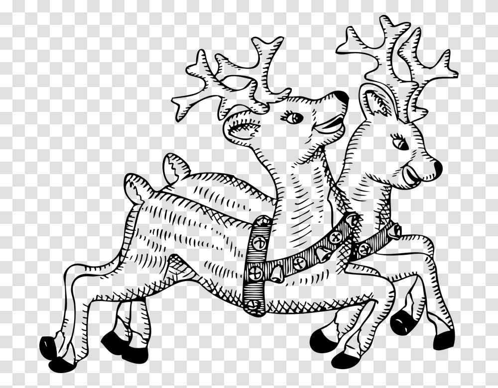 Reindeer Animals Deer Flying Christmas Celebration Reindeer Clipart Black And White, Gray, World Of Warcraft Transparent Png