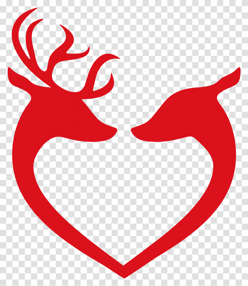 Reindeer Clipart Couple Deer Head Silhouette Deer Couple Heart, Mouth, Maroon, Label Transparent Png