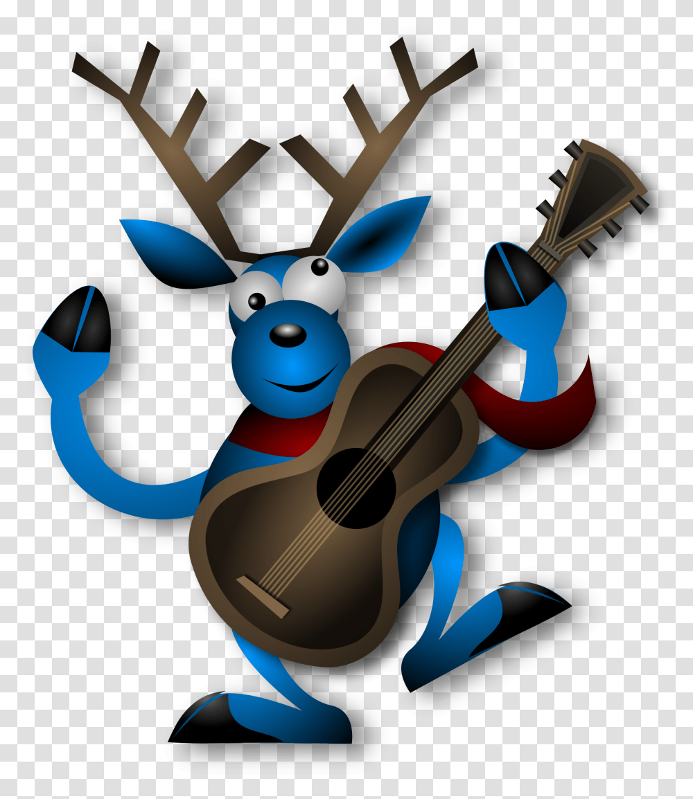Reindeer Dancing Guitar Instrument Christmas Noel Reindeer With Guitar, Leisure Activities, Musical Instrument, Violin, Fiddle Transparent Png