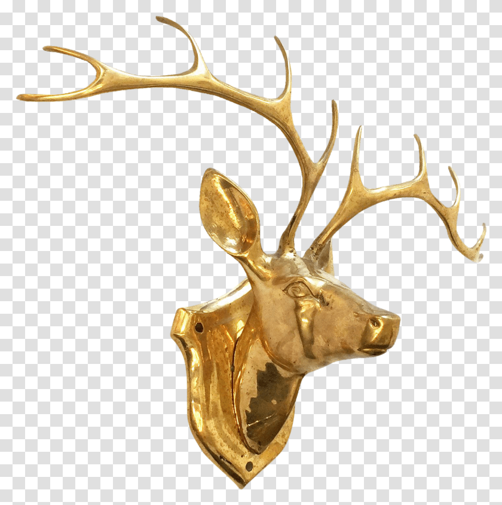 Reindeer Elk Antler Brass Reindeer, Antelope, Wildlife, Mammal, Animal Transparent Png