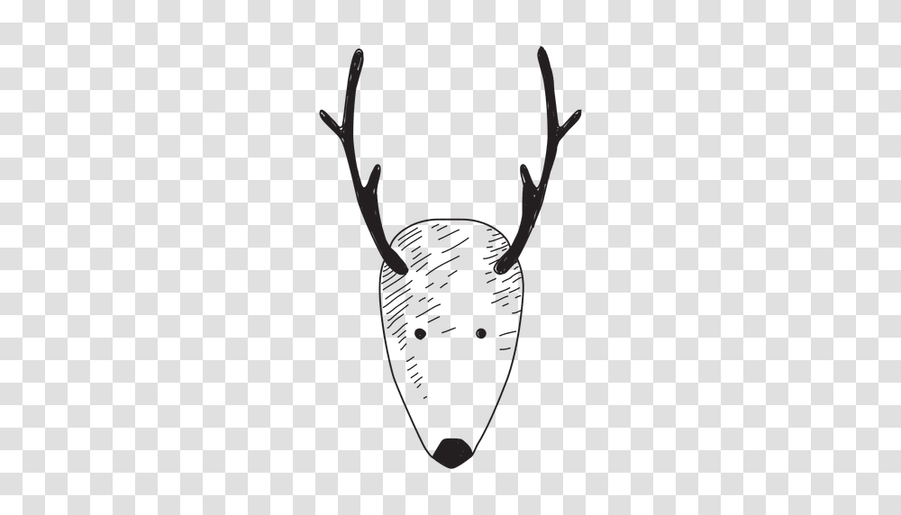 Reindeer Head Hand Drawn Icon, Antler, Plant, Insect, Invertebrate Transparent Png