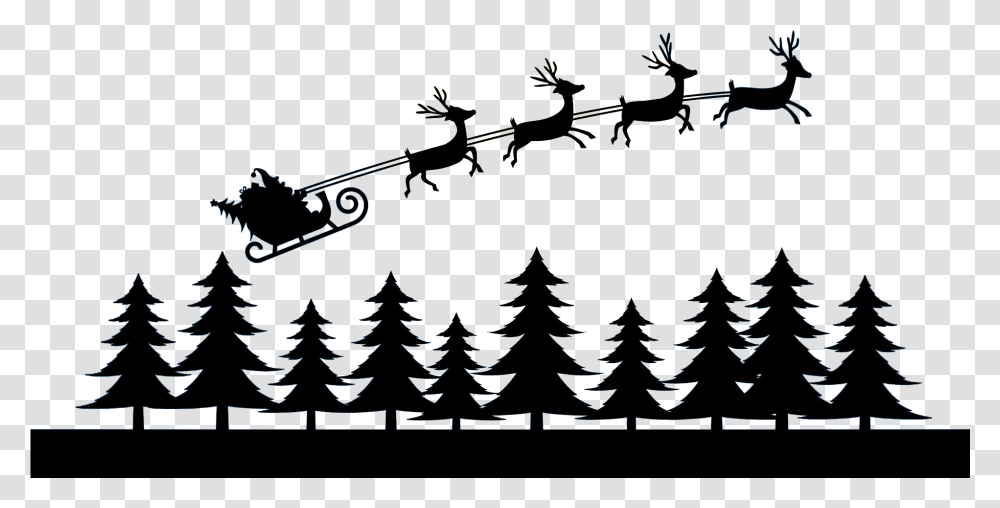 Reindeer Pull A Cart All A Good Night, Ornament, Tree, Plant, Pattern Transparent Png