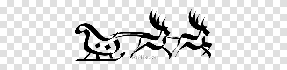 Reindeer Pulling Santas Sleigh Royalty Free Vector Clip Art, Antelope, Wildlife, Mammal, Animal Transparent Png