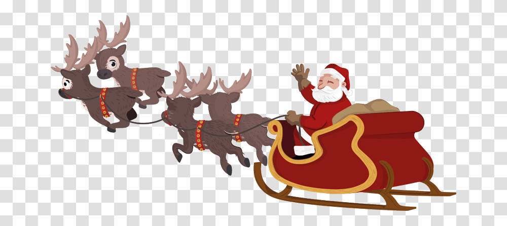 Reindeer Santa Claus Sled Clip Art Santa Sleigh Background, Dogsled, Person, Human, Cow Transparent Png