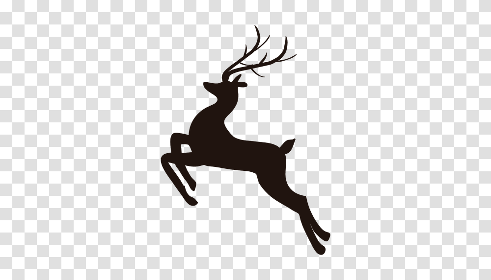 Reindeer Silhouette Jumping, Antler, Wildlife, Mammal, Animal Transparent Png