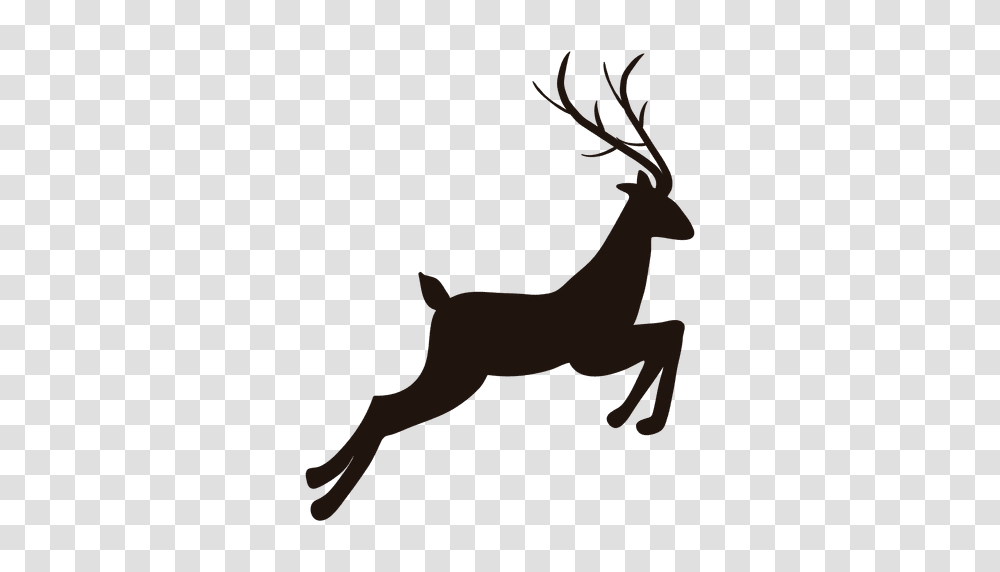 Reindeer Silhouette Jumping, Wildlife, Animal, Elk, Mammal Transparent Png