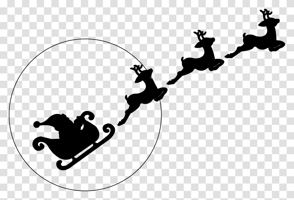Reindeer Silhouette Sleigh And Reindeer Silhouettes, Person, Human, Stencil, Pole Vault Transparent Png