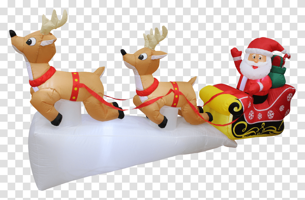 Reindeer Sleigh Background Mart Santa Sleigh Inflatable, Wildlife, Mammal, Animal, Toy Transparent Png