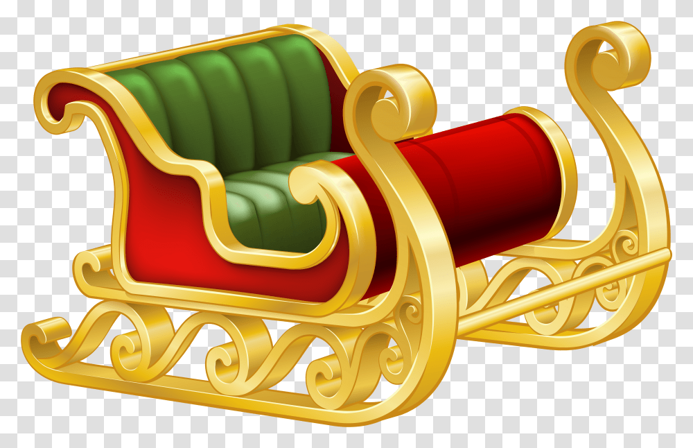 Reindeer Sleigh Santa Claus With Reindeer, Furniture, Weapon, Weaponry Transparent Png