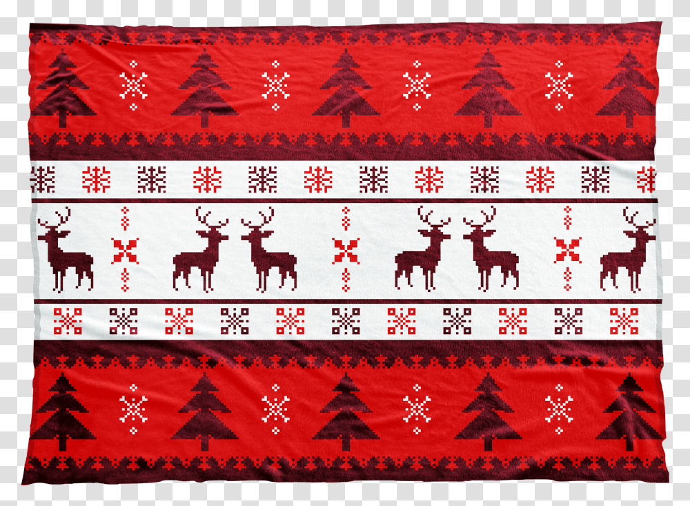 Reindeer Snowflakes And Christmas Trees Adorn This Christmas Blanket Design, Tapestry, Ornament Transparent Png