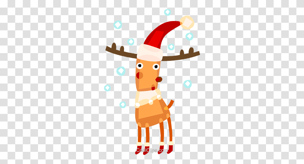 Reindeer Wearing Santas Hat Royalty Free Vector Clip Art, Elf, Plant, Food, Toy Transparent Png