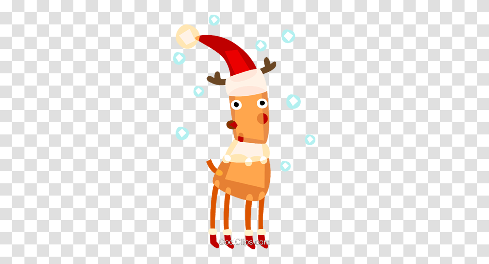 Reindeer Wearing Santas Hat With Snow Royalty Free Vector Clip, Sweets, Food, Confectionery, Tree Transparent Png