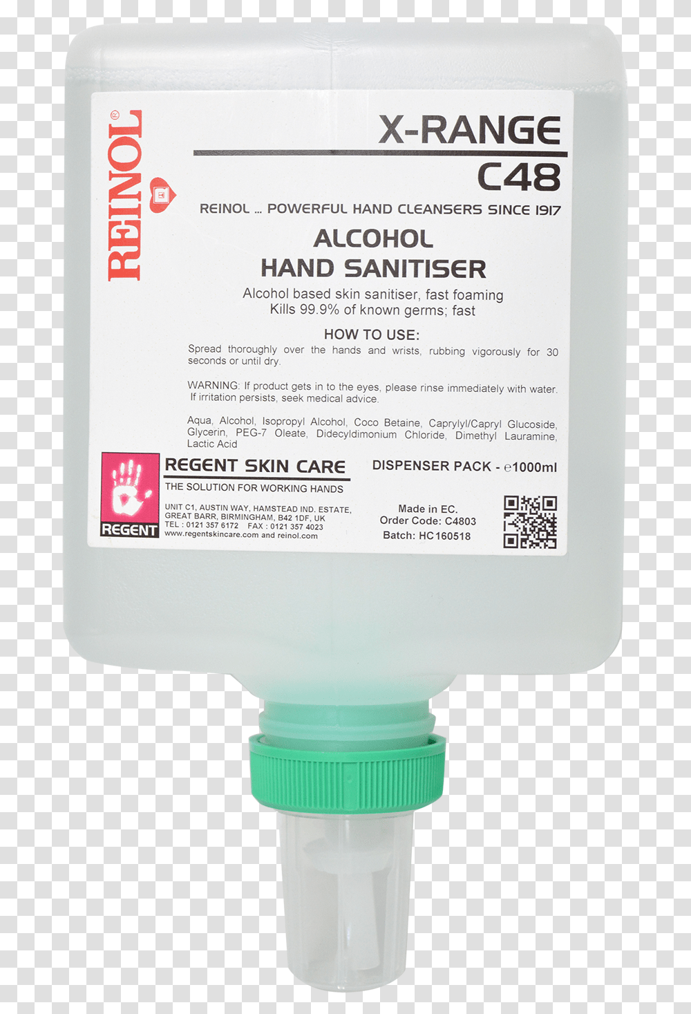 Reinol X Range Foaming Alcohol Hand Sanitizer Reinol, QR Code, Bottle Transparent Png