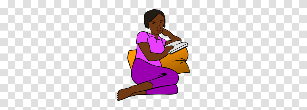 Relaxing Free Clipart, Person, Human, Reading, Female Transparent Png