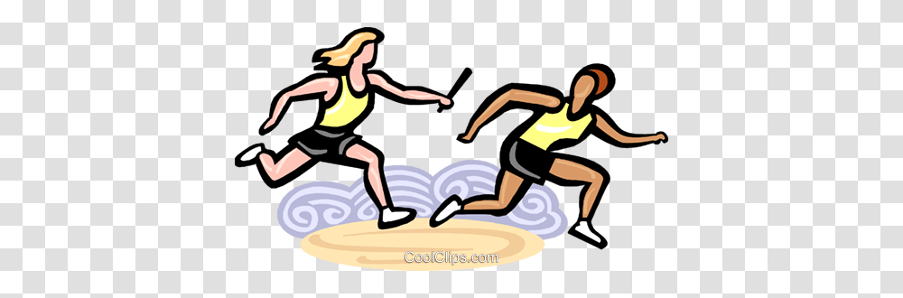 Relay Racers Passing The Baton Royalty Free Vector Clip Art, Person, Sport, People, Team Sport Transparent Png