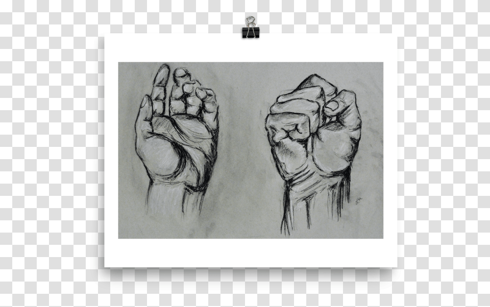 Relent Print Sketch, Hand, Fist, Painting Transparent Png