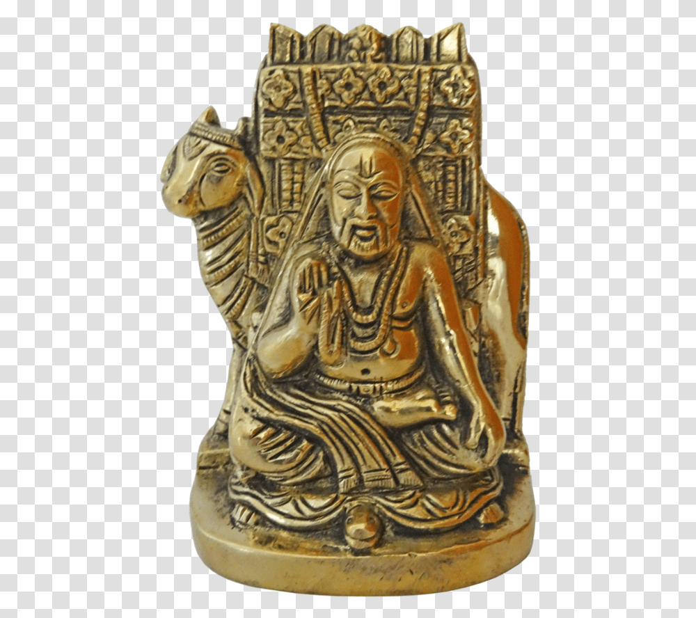 Religious God Ragavendra Swamy Brass Statue 2 X 5 Carving, Figurine, Worship, Buddha Transparent Png