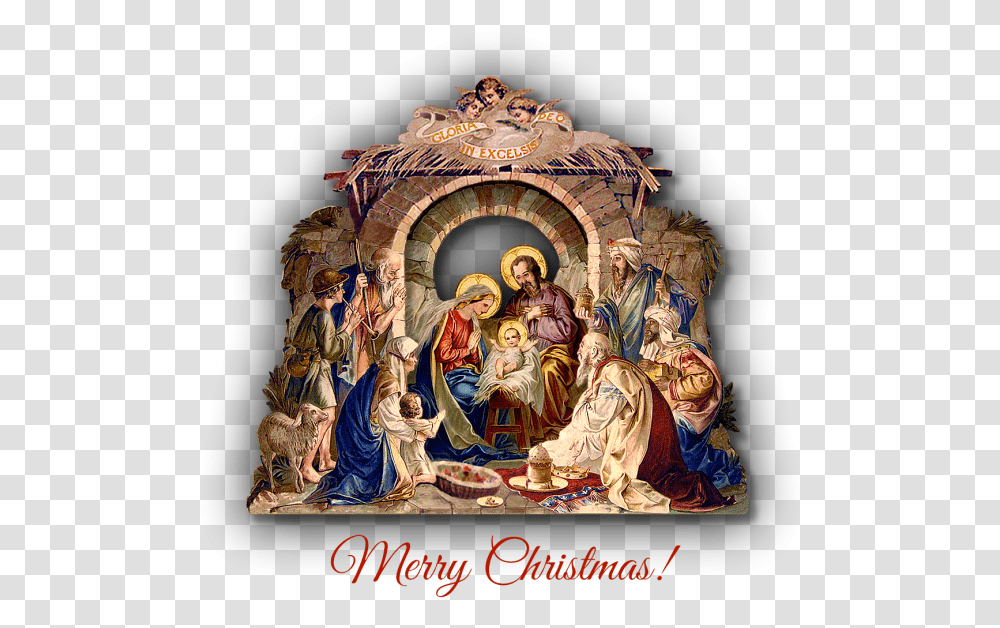 Religious Merry Christmas Gif, Person, Painting, Crowd Transparent Png