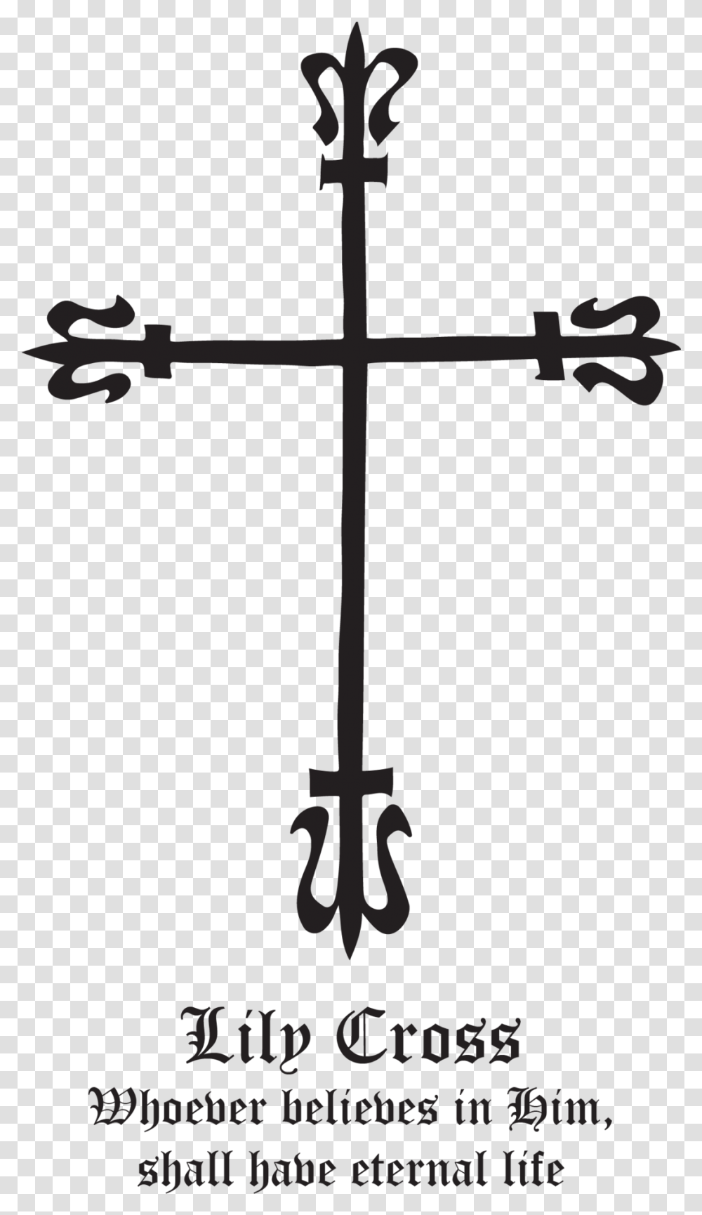 Religious Vector Neck Tattoo Lily Crucifix Symbol, Cross, Weapon, Weaponry, Arrow Transparent Png