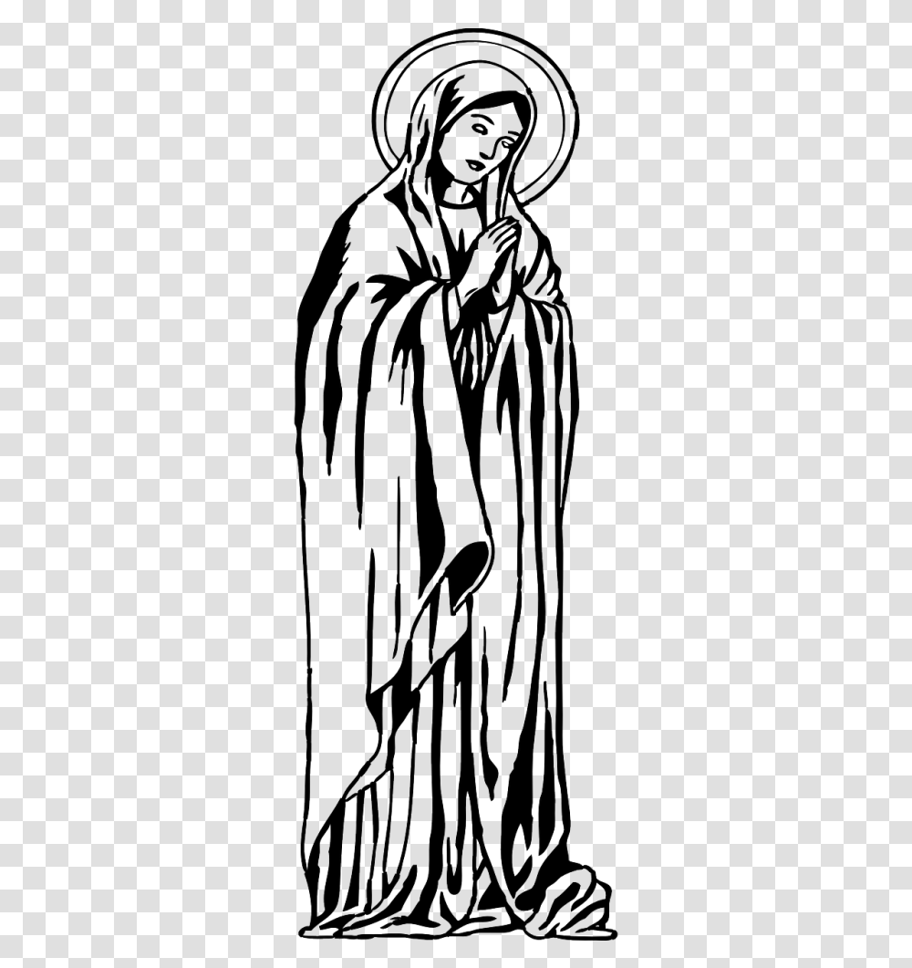 Religious Vector Statue Mary Virgin Mary Black And White, Spider Web Transparent Png