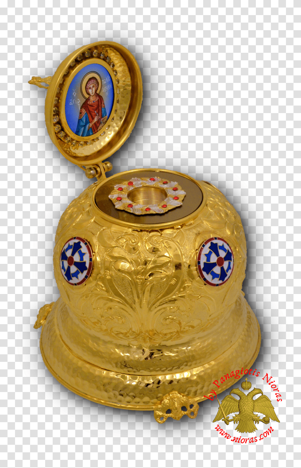 Reliquary Crown Box Gold Plated With Enamel Icon Saint Byzantine Transparent Png