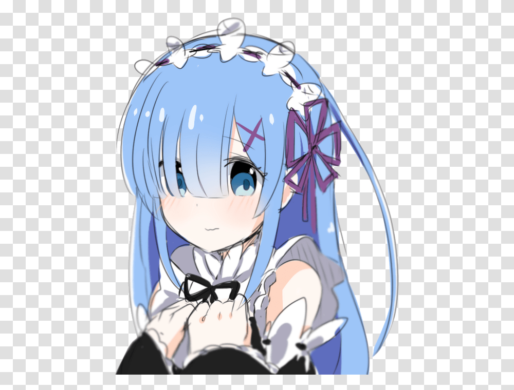 Rem With Long Hair, Manga, Comics, Book, Person Transparent Png