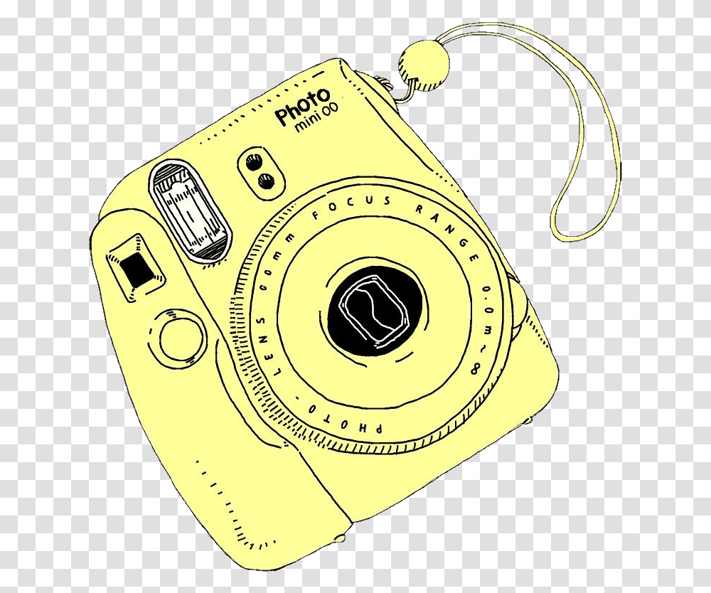 Remixit Remix Polaroid Yellow Kawaii Yellow Aesthetic Yellow Camera Sticker, Electronics, Grenade, Bomb, Weapon Transparent Png