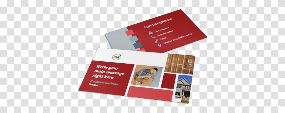 Remodeling Contractor Business Card Template Preview Business Card, Paper, Person, Human Transparent Png