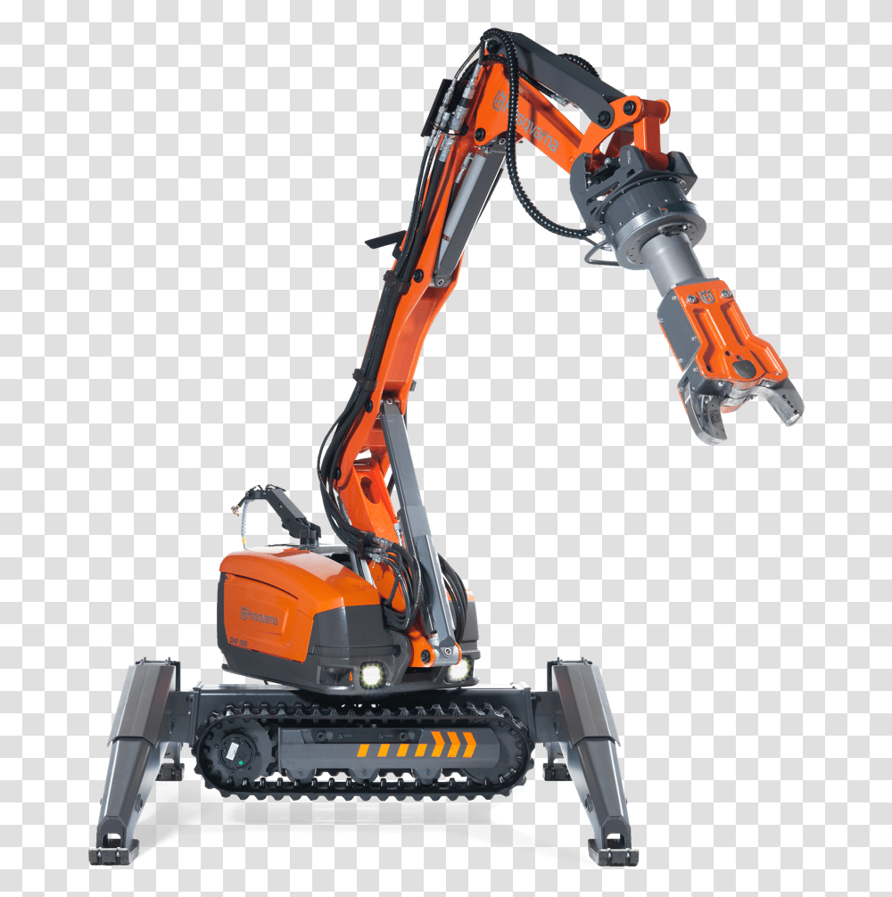 Remote Demolition Robot Husqvarna Dxr 140 Equipped Robot Jackhammer, Construction Crane, Bulldozer, Tractor, Vehicle Transparent Png