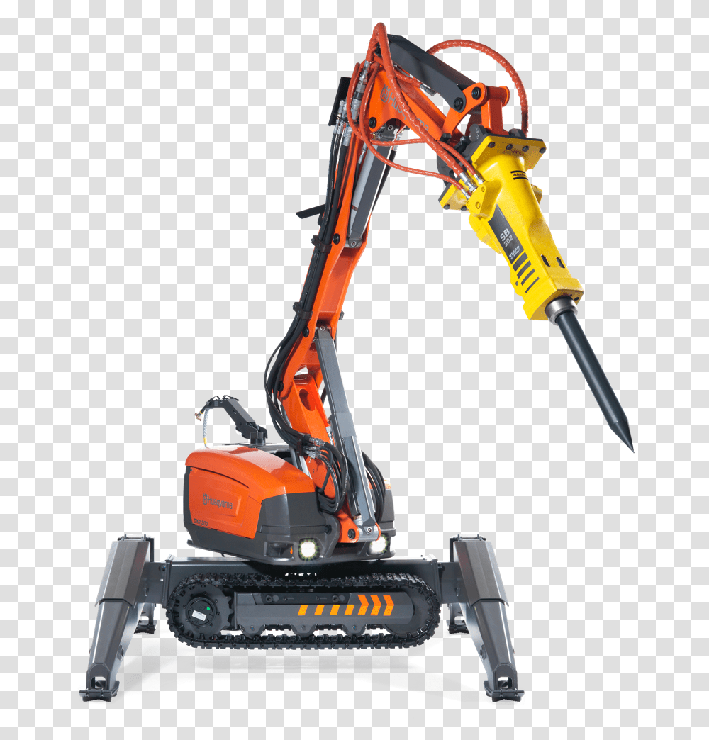 Remote Demolition Robot Husqvarna Dxr Equipped With Husqvarna Dxr, Tool, Lawn Mower, Bulldozer, Tractor Transparent Png
