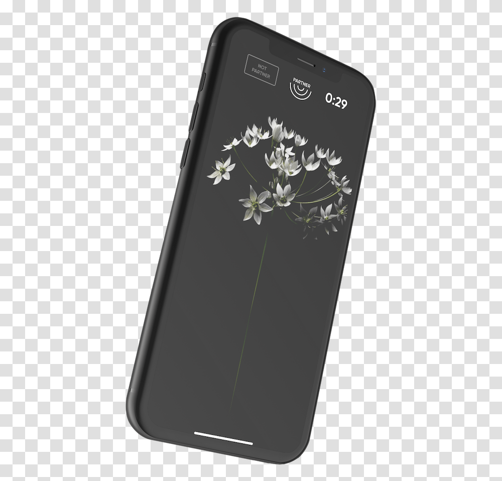 Render Mockup Of An Iphone Xr Floating Over A Surface Smartphone, Mobile Phone, Electronics, Plant, Flower Transparent Png